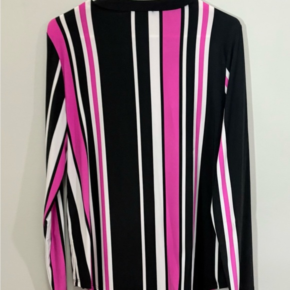 INC International Concepts Pink and Black Striped Blouse - Picture 3 of 3